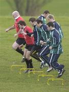 29 January 2007; Ireland players, from left, John Hayes, Isaac Boss, Gordon D'Arcy, Girvan Dempsey and Paddy Wallace in action during squad training. St Gerard's School, Bray, Co. Wicklow. Picture Credit: Pat Murphy / SPORTSFILE