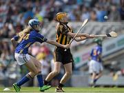 7 September 2014; Rachel Doyle, Gowran NS, Gowran, Co. Kilkenny, representing Kilkenny, in action against Grainne Glynn, Kilmaley NS, Kilmaley, Co. Clare, representing Tipperary, during the INTO/RESPECT Exhibition GoGames. Croke Park, Dublin. Picture credit: Ray McManus / SPORTSFILE