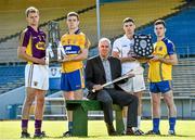 10 September 2014; Ger Cunningham, centre, Bord Gáis Energy Sports Ambassador with, from left, Wexford captain Shane O'Gorman, Clare captain Tony Kelly, All-Irelans 'B' Finalists Kildare captain Gerry Keegan and Roscommon's Paul Kenny in attendance at a Bord Gáis Energy GAA Hurling Under 21 Championship Final media event. Semple Stadium, Thurles, Co. Tipperary. Picture credit: Matt Browne / SPORTSFILE