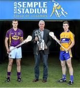 10 September 2014; Ger Cunningham, centre, Bord Gáis Energy Sports Ambassador, with Wexford captain Shane O'Gorman, left, and Clare captain Tony Kelly in attendance at a Bord Gáis Energy GAA Hurling Under 21 Championship Final media event. Semple Stadium, Thurles, Co. Tipperary. Picture credit: Matt Browne / SPORTSFILE