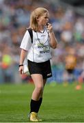 7 September 2014; Cara O'Shea, referee, from St Pius X Girl's N.S., Templeogue, Dublin, during the INTO/RESPECT Exhibition GoGames. Croke Park, Dublin. Picture credit: Piaras Ó Mídheach / SPORTSFILE