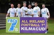 11 September 2014; A host of Kilmacud Crokes stars, past and present, were on hand in Kilmacud Crokes as the 2014 FBD 7's was launched. This is the 42nd year of Ireland's premier 7's tournament which has become a firm favourite in the GAA calendar for both players and supporters alike. In attendance at the 2014 FBD7s launch, from left, Mark Vaughan, Declan Kelleher, Dave Nestor, Mark McHugh, Darren Magee and Ronan Ryan. Kilmacud Crokes GAA Club, Burke Park, Glenalbyn, Stillorgan, Co. Dublin. Picture credit: Brendan Moran / SPORTSFILE