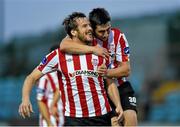 12 September 2014; Ryan McBride, left, Derry City, celebrates after scoring his side's first goal with team-mate Aaron Barry. FAI Ford Cup, Quarter-Final, Drogheda United v Derry City, United Park, Drogheda, Co. Louth. Photo by Sportsfile