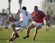 27 January 2007; James Masters, Cork, Vodafone All Stars 2006, in action against Declan Lally, Dublin, Vodafone All Stars 2005. Vodafone GAA All Stars Tour 2007, Vodafone All Stars Exhibition Game, Vodafone GAA All Stars 2005 v Vodafone GAA All Stars 2006, Dubai Polo and Equestrian Club, Arabian Ranches, Dubai, United Arab Emirates. Picture credit: Ray McManus / SPORTSFILE