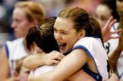 28 January 2007; Emma Gallagher, Team Montenotte Hotel Cork, celebrates with team-mate Donna Buckley after the game. Women's Superleague National Cup Final, UL Aughinish, Limerick v Team Montenotte Hotel Cork, National Basketball Arena, Tallaght, Dublin. Picture credit: Brendan Moran / SPORTSFILE