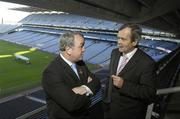 30 January 2007; GAA President Nickey Brennan speaking with Dr. Pat Duggan, chairman of the GAA Medical, Scientific and Welfare committee, after a GAA press conference to announce player welfare health initiatives. Croke Park, Dublin. Photo by Sportsfile *** Local Caption ***