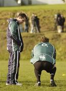 29 January 2007; Team physiotherapist Cameron Steele checks with Malcolm O'Kelly during Ireland rugby squad training. St Gerard's School, Bray, Co. Wicklow. Picture Credit: Brendan Moran / SPORTSFILE