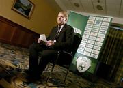 30 January 2007; Republic of Ireland manager Stephen Staunton during a TV interview ahead of their Euro 2008 qualifying game against San Marino. Great Southern Hotel, Dublin. Picture Credit: David Maher / SPORTSFILE