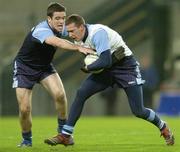 30 January 2007; Dublin's Barry Cahill is tackled by team-mate Ger Brennan during training in Croke Park in advance of their Allianz NFL game against Tyrone. Croke Park, Dublin. Picture Credit: Brian Lawless / SPORTSFILE