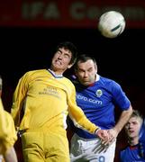 31 January 2007; Glen Ferguson, Linfield, wins a header against Martin Ferry, Limavady. Carnegie Premier League , Linfield v Limavady, Windsor Park, Belfast, Co. Antrim. Picture Credit: Oliver McVeigh / SPORTSFILE