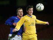 31 January 2007; Martin Ferry, Limavady, is tackled by Peter Thompson, Linfield . Carnegie Premier League , Linfield v Limavady, Windsor Park, Belfast, Co. Antrim. Picture Credit: Oliver McVeigh / SPORTSFILE