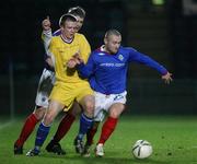 31 January 2007; Conor Downey, Linfield, is tackled by Ryan McCreadie, Limavady. Carnegie Premier League, Linfield v Limavady, Windsor Park, Belfast, Co. Antrim. Picture Credit: Oliver McVeigh / SPORTSFILE