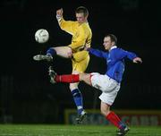 31 January 2007; Ryan McCreadie, Limavady, is tackled by Pat McShane, Linfield. Carnegie Premier League, Linfield v Limavady, Windsor Park, Belfast, Co. Antrim. Picture credit: Oliver McVeigh / SPORTSFILE
