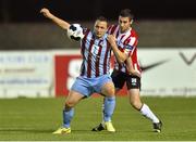 12 September 2014; Gary O'Neill, Drogheda United, in action against Aaron Barry, Derry City. FAI Ford Cup, Quarter-Final, Drogheda United v Derry City, United Park, Drogheda, Co. Louth. Photo by Sportsfile
