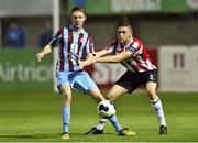 12 September 2014; Carl Walshe, Drogheda United, in action against Dean Jarvis, Derry City. FAI Ford Cup, Quarter-Final, Drogheda United v Derry City, United Park, Drogheda, Co. Louth. Photo by Sportsfile
