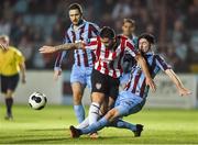 12 September 2014; Rory Patterson, Derry City, in action against Ciaran McGuigan, Drogheda United. FAI Ford Cup, Quarter-Final, Drogheda United v Derry City, United Park, Drogheda, Co. Louth. Photo by Sportsfile