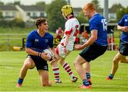 13 September 2014; Chris Maloney, Leinster, celebrates after scoring his side's first try with team-mate Shane Walshe, right. Under 18 Club Interprovincial, Leinster v Ulster, Navan RFC, Navan, Co. Meath. Photo by Sportsfile
