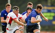 13 September 2014; Caelan Dorris, Leinster, is tackled by Saul Herdman, Ulster. Under 18 Schools Interprovincial, Leinster v Ulster, St. Mary's RFC, Templeville Road, Dublin. Picture credit: Barry Cregg / SPORTSFILE