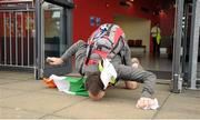 13 September 2014: Tony Mangan at Dublin Port on his arrival home to his native city after completing a four year ‘Around the World’ running odyssey- the only Irish man to ‘Run the World’. Tony will now run a 1,600 kilometre loop around Ireland, before finishing his Run the World trip when running in the SSE Airtricity Dublin Marathon on October Bank 27th. When he finishes the Dublin Marathon, he will have completed 50,000KM. Dublin Port, North Wall, Dublin. Picture Credit: Tomás Greally / SPORTSFILE