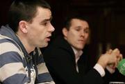 30 January 2007; Tyrone's Ryan McMenamin, left, and Dublin's Ciaran Whelan at a press conference ahead of their Allianz National Football League game, Dublin v Tyrone on Saturday 3 February 2007. Europa Hotel, Belfast, Co. Antirm. Picture Credit: Oliver McVeigh / SPORTSFILE