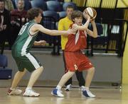 30 January 2007; Daniel Darby, Abbey Vocational Donegal, in action against Peter Herron, St Conleths Dublin. U16.C. Boy's Schools Cup Finals, Abbey Vocational, Donegal v St Conleths, Dublin, National Basketball Arena, Tallaght, Dublin. Picture credit: Pat Murphy / SPORTSFILE