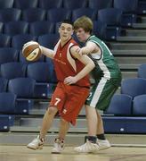 30 January 2007; Mark O'Donnell, Abbey Vocational Donegal, in action against Mark Prout, St Conleths Dublin. U16.C. Boy's Schools Cup Finals, Abbey Vocational Donegal v St Conleths Dublin, National Basketball Arena, Tallaght, Dublin. Picture credit: Pat Murphy / SPORTSFILE