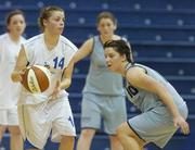 30 January 2007; Barbara de Giovanni, St Marys Charleville, in action against Catherine O'Flynn, Carrick on Shannon C.S. U19.C. Girl's Schools Cup Finals, St Marys Charleville v Carrick on Shannon C.S., National Basketball Arena, Tallaght, Dublin. Picture credit: Pat Murphy / SPORTSFILE