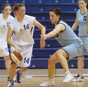 30 January 2007; Barbara de Giovanni, St Marys Charleville, in action against Catherine O'Flynn, Carrick on Shannon C.S. U19.C. Girl's Schools Cup Finals, St Marys Charleville v Carrick on Shannon C.S., National Basketball Arena, Tallaght, Dublin. Photo by Sportsfile