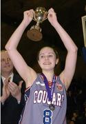 31 January 2007; Miriam Leane, captain of Presentation Castleisland, celebrates at the end of the game. U16.A. Girl's Schools Cup Finals, Calasanctius College, Oranmore, Co. Galway v Presentation Castleisland, Co. Kerry, National Basketball Arena, Tallaght, Dublin. Picture credit: David Maher / SPORTSFILE