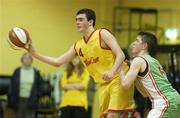 31 January 2007; Eoin Chubb, St Fintans High School, in action against Cathal Finn, Calasanctius College Oranmore. U19.A. Boy's Schools Cup Finals, Calasanctius College, Oranmore, Co. Galway v St Fintans High School, Dublin, National Basketball Arena, Tallaght, Dublin. Picture credit: David Maher / SPORTSFILE