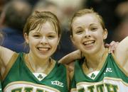 31 January 2007; Twins Becky, left, and Sarah Woods from  Holy Faith Clontarf Dublin celebrate at the end of the game. U19.A. Girl's Schools Cup Finals, Presentation Listowel, Co. Kerry v Holy Faith Clontarf, Dublin, National Basketball Arena, Tallaght, Dublin. Picture credit: David Maher / SPORTSFILE