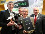 31 January 2007; At the Ulster GAA Senior Football League launch are, l to r;  Peter Larkin, Sporttracker, Declan Flanagan, Chairman of the Ulster GAA senior football league organising committee, Peter McGrath, Sporttracker, and Cuthbert Donnelly, Aghaloo GFC, Co Tyrone. Ulster Council GAA Office, Armagh City, Co. Tyrone. Picture credit: Oliver McVeigh / SPORTSFILE