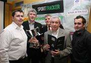 31 January 2007; At the Ulster GAA Senior Football League launch are, from left, Joe Canavan, Ballinderry GFC, Co. Derry, Peter Larkin, Sporttracker, Declan Flanagan, Chairman of the Ulster GAA senior football league organising committee, Peter McGrath, Sporttracker, and Mark McGeehan, Ballinderry GFC, Co Derry. Ulster Council GAA Office, Armagh City, Co. Armagh. Picture credit: Oliver McVeigh / SPORTSFILE