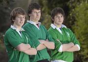 22 January 2007; Gonzaga Leinster Senior Cup players, from left, Matthew Healy, Shane Gahan and Neil Hanratty. Gonzaga College, Dublin. Photo by Sportsfile