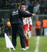 3 February 2007; Ryan McMenamin, Tyrone, exchanges words with Dublin manager Paul Caffrey, after being sent off. Allianz NFL Division 1A, Dublin v Tyrone, Croke Park, Dublin. Picture credit: Oliver McVeigh / SPORTSFILE
