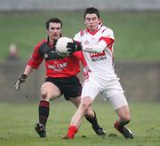 4 February 2007; Brian White, Louth, in action against Ronan Murtagh, Down. Allianz NFL, Division 1B, Louth v Down, Gaelic Grounds, Drogheda, Co. Louth. Picture credit: Oliver McVeigh / SPORTSFILE