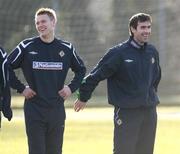 5 February 2007; Peter Thompson, left, and Keith Gillespie, Northern Ireland, during squad training. Newforge Country Club, Belfast, Co. Antrim. Picture Credit: Oliver McVeigh / SPORTSFILE