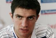 5 February 2007; Aaron Hughes, Northern Ireland, during a press conference ahead of their International Friendly against Wales. Hilton Hotel, Belfast, Co. Antrim. Picture Credit: Oliver McVeigh / SPORTSFILE