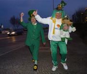 6 February 2007; Republic of Ireland fans Clem Harvey, left, and Malachy Gormley, from Letterkenny, show their support ahead of the 2008 European Championship Qualifier game against San Marino. Serravalle Stadium, San Marino. Picture Credit: Brian Lawless / SPORTSFILE