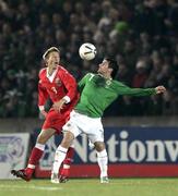 6 February 2007; Keith Gillespie, Northern Ireland, in action against Danny Collins, Wales. International friendly, Northern Ireland v Wales, Windsor Park, Belfast, Co. Antrim. Picture Credit: Russell Pritchard / SPORTSFILE