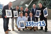 15 September 2014; Pictured at a function to celebrate the Best 15 Hurlers over the last 15 years, a joint initiative between Liberty insurance and Today FM, are Diarmuid O'Sullivan, Cork; Brendan Cummins, Tipperary; Ken McGrath, Waterford; John Mullane, Waterford; DJ Carey, Kilkenny; and Colin Lynch, Clare. Front row, from left, Ben O'Connor, Cork; Eoin Kelly, Tipperary; and Ollie Canning, Galway. Not pictured due to training commitments are Jackie Tyrrell; JJ Delaney; Tommy Walsh; Derek Lyng; Henry Shefflin; and Eddie Brennan (Kilkenny). Thousand of votes were cast by members of the public before an expert panel of judges, comprising of Galway Hurling Captain Joe Canning; former Dublin Hurling Manager Anthony Daly; former Cork and Limerick Hurling Manager John Allen; former Kilkenny Hurling player DJ Carey, Liberty Insurance CEO Patrick O’Brien; Today FM Sports Editor John Duggan; Today FM Sports Reporter Paul Collins; and Today FM Presenter Matt Cooper, decided on the winning 15 for 15. The Marker Hotel, Dublin. Picture credit: Pat Murphy / SPORTSFILE
