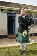 14 September 2014; Piper Jason Deesey, before leading  out the Avondale United and Finn Harps teams from the dressing room before the start of the game. FAI Ford Cup, Quarter-Final, Avondale United v Finn Harps, Avondale Park, Carrigaline, Co. Cork. Picture credit: David Maher / SPORTSFILE