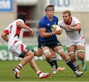 13 September 2014; David O'Connor, Leinster, in action against Zac McCall and Nigel Simpson, right, Ulster. Under 20 Interprovincial, Ulster v Leinster, Kingspan Stadium, Ravenhill Park, Belfast, Co. Antrim. Picture credit: Oliver McVeigh / SPORTSFILE