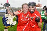 14 September 2014; Cork captain Anna Geary, right, and Joanne O'Callaghan celebrate after the game. Liberty Insurance All Ireland Senior Camogie Championship Final, Kilkenny v Cork, Croke Park, Dublin. Picture credit: Ramsey Cardy / SPORTSFILE