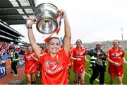 14 September 2014; Cork captain Anna Geary celebrates with the O'Duffy Cup after the game. Liberty Insurance All Ireland Senior Camogie Championship Final, Kilkenny v Cork, Croke Park, Dublin. Picture credit: Ramsey Cardy / SPORTSFILE