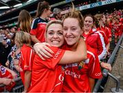 14 September 2014; Anna Geary, left, and Maria Walsh, Cork, celebrate after the game. Liberty Insurance All Ireland Senior Camogie Championship Final, Kilkenny v Cork, Croke Park, Dublin. Photo by Sportsfile