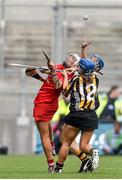 14 September 2014; Ashling Thompson, Cork, in action against Leann Fennelly, left, and Aine Connery, Kilkenny. Liberty Insurance All Ireland Senior Camogie Championship Final, Kilkenny v Cork, Croke Park, Dublin. Picture credit: Ramsey Cardy / SPORTSFILE