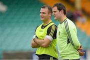 15 September 2014; Donegal's Neil McGee, left, and Michael Murphy during a squad training and press day ahead of the All-Ireland Senior Football Final. MacCumhaill Park, Ballybofey, Co. Donegal. Picture credit: Oliver McVeigh / SPORTSFILE