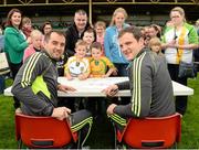 15 September 2014; Donegal's Karl Lacey and Michael Murphy signing autographs after squad training ahead of the All-Ireland Senior Football Final. MacCumhaill Park, Ballybofey, Co. Donegal. Picture credit: Oliver McVeigh / SPORTSFILE