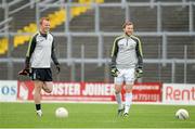 15 September 2014; Kerry's Johnny Buckley, left, and Brendan Kealy during a squad training and press day ahead of the All-Ireland Senior Football Final. Fitzgerald Stadium, Killarney, Co. Kerry. Picture credit: Brendan Moran / SPORTSFILE